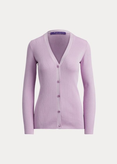 Cárdigan Ralph Lauren Mujer Morados - Rib-Knit Silk - EJPMZ0872